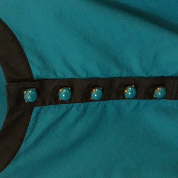 Ann Taylor Loft Sleeveless Sheath Dress Color Block Teal Blue, Sz 12 - Picture 2 of 13